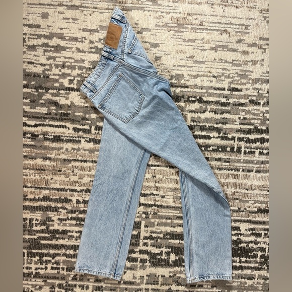 Zara Highrise Blue Button Fly Slim Straight Leg Jeans Cotton Size 4 - Picture 3 of 8